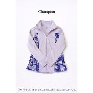 Champion‎ Girls XS 4/5 Full Zip Athletic Jacket Lavender Purple Geometric Print